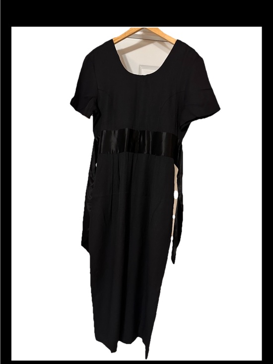 Another Thyme Dresses & Skirts - Another Thyme 90’s Black Rayon Dress 12 Satin Belt Dark Romantic Whimsigoth